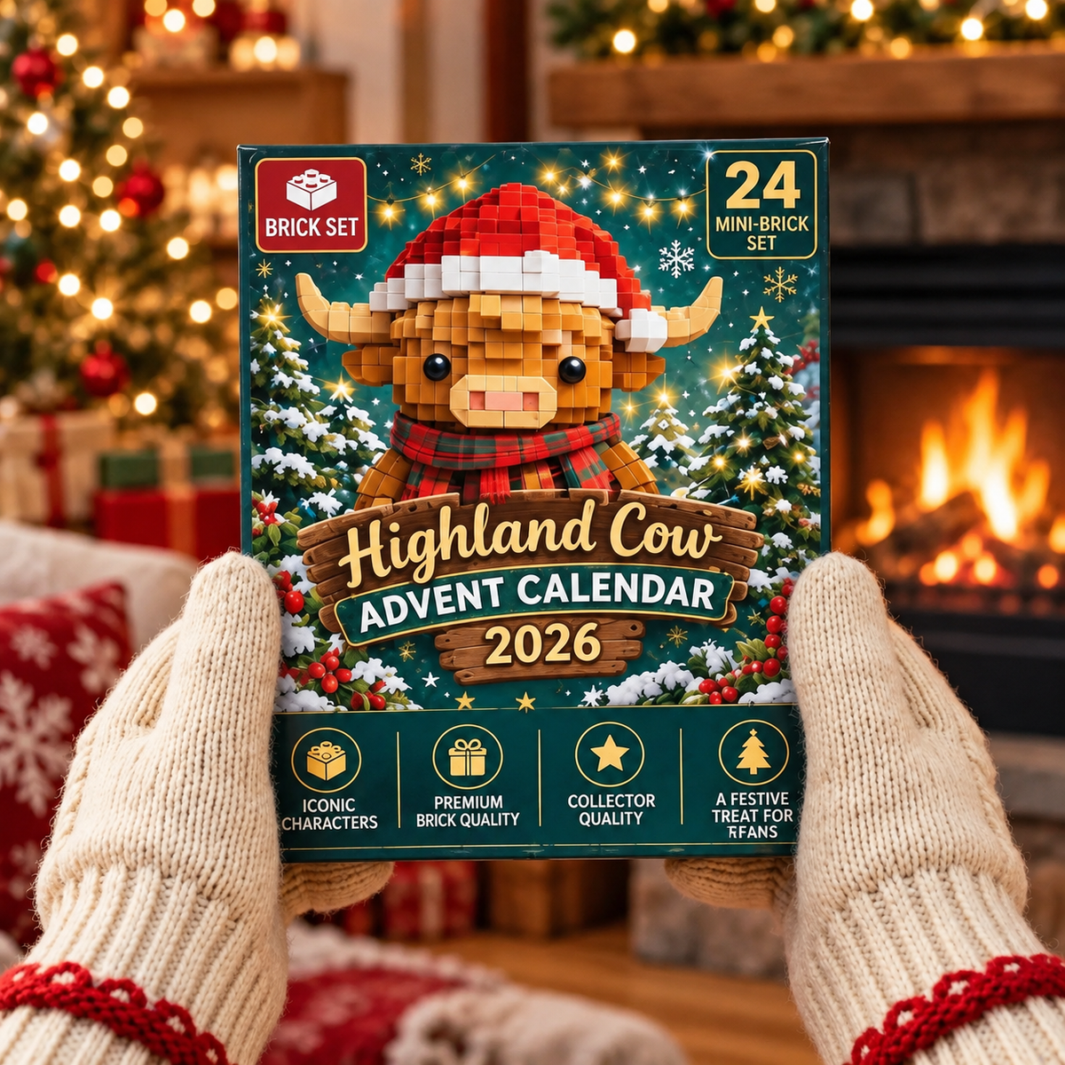 24 Mini-Brick Highland Cow LEGO Advent Calendar Countdown Gifts CH07 180638