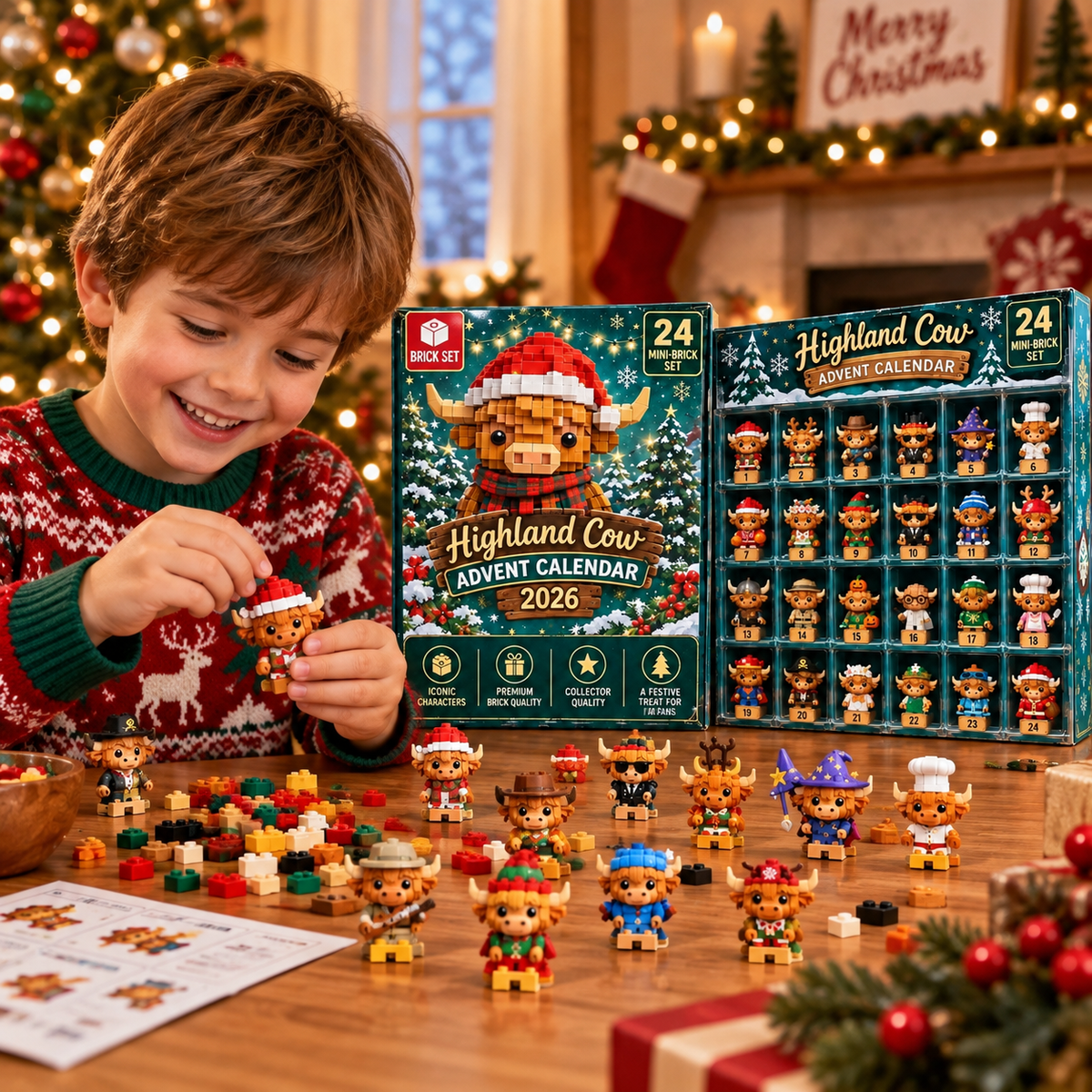 24 Mini-Brick Highland Cow LEGO Advent Calendar Countdown Gifts CH07 180638