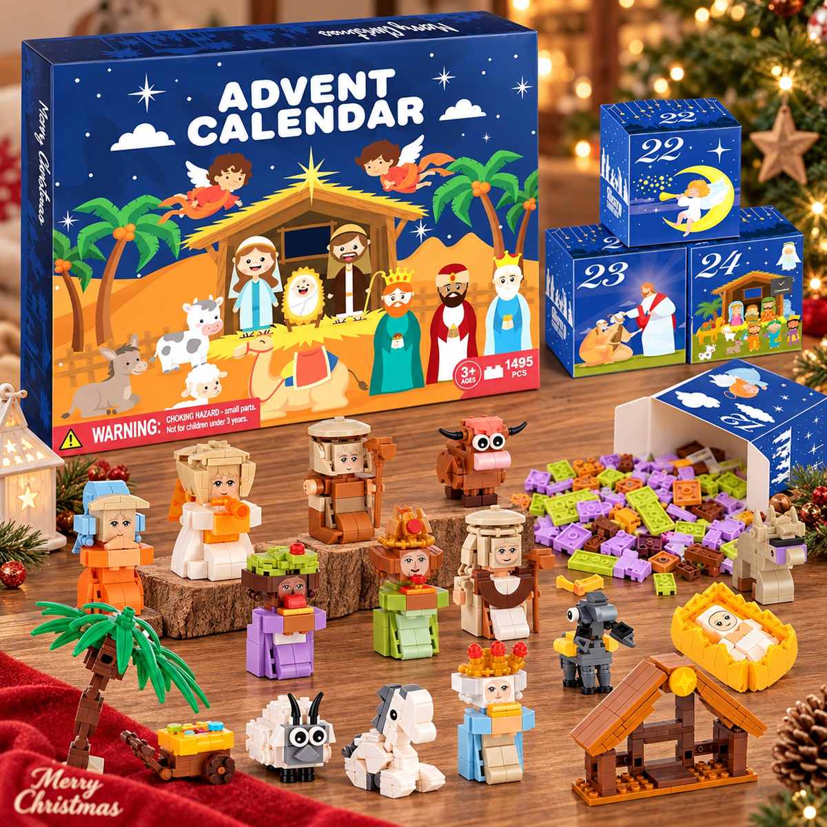 24-Day Mini Christmas Nativity Brick Advent Calendar Christmas Countdown Gifts CH07 180636