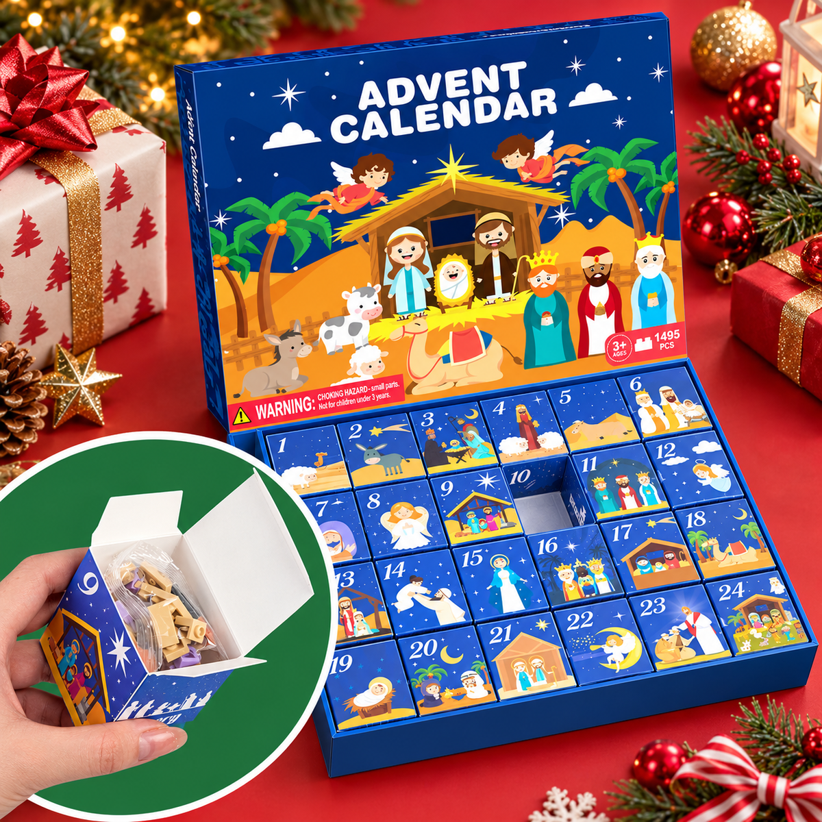 24-Day Mini Christmas Nativity Brick Advent Calendar Christmas Countdown Gifts CH07 180636