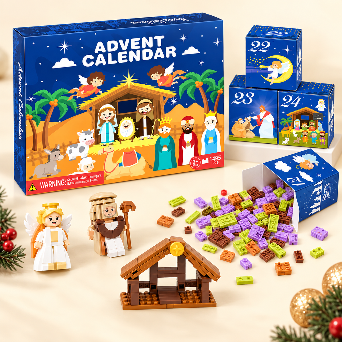24-Day Mini Christmas Nativity Brick Advent Calendar Christmas Countdown Gifts CH07 180636