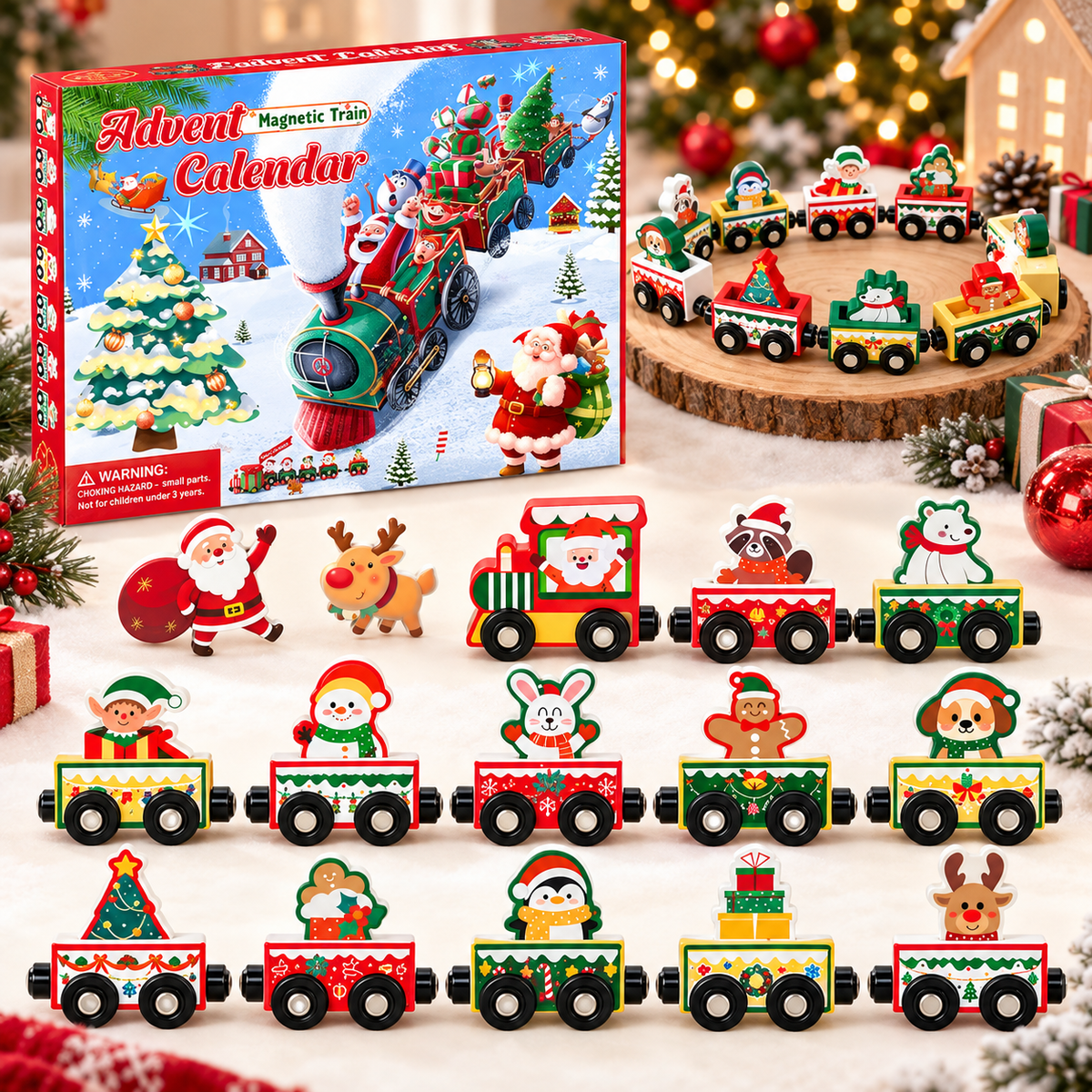 24 Day Animal Magnetic Train Advent Calendar for Kids CH07 180630