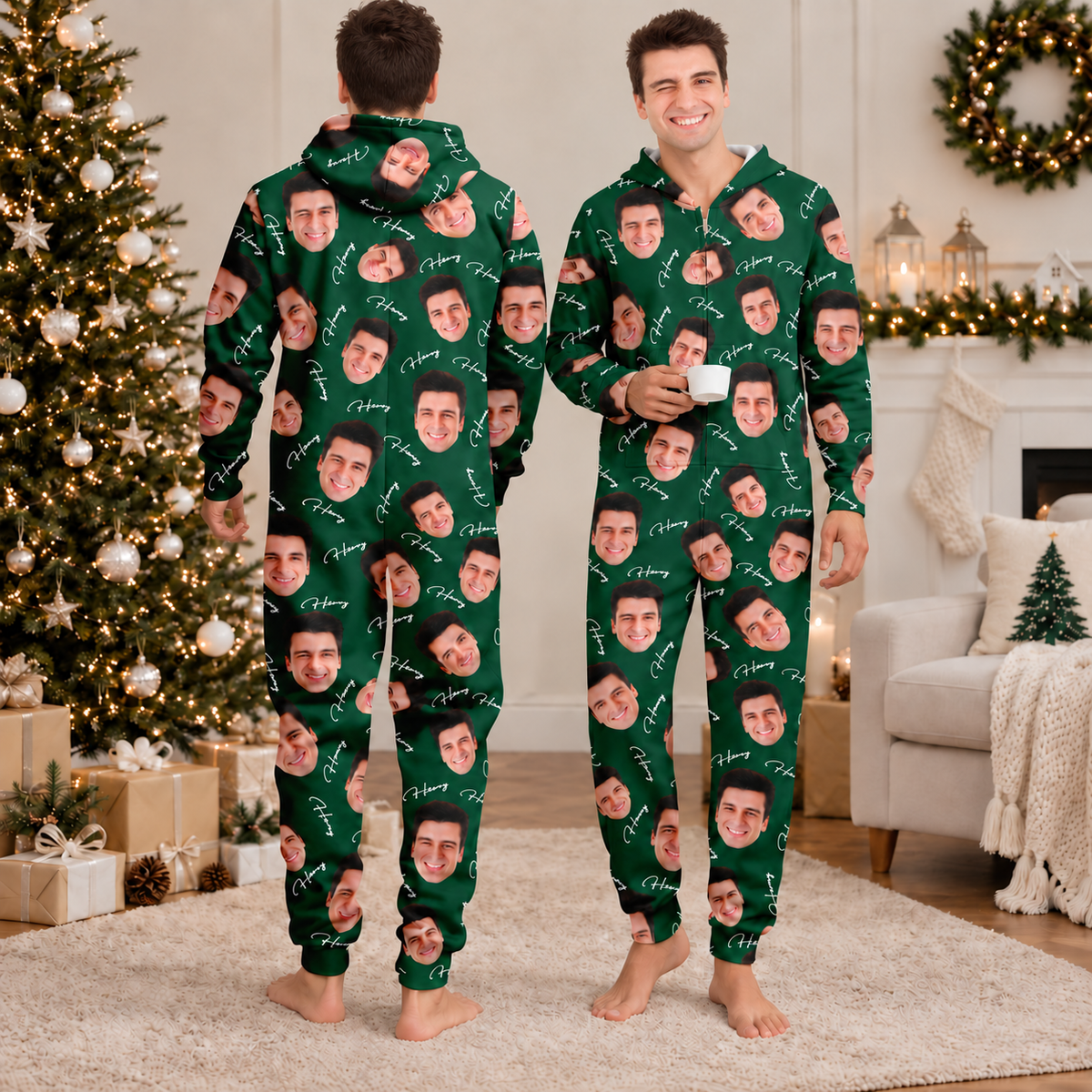 Custom Face and Name Christmas Onesie Pajamas HO82 903690