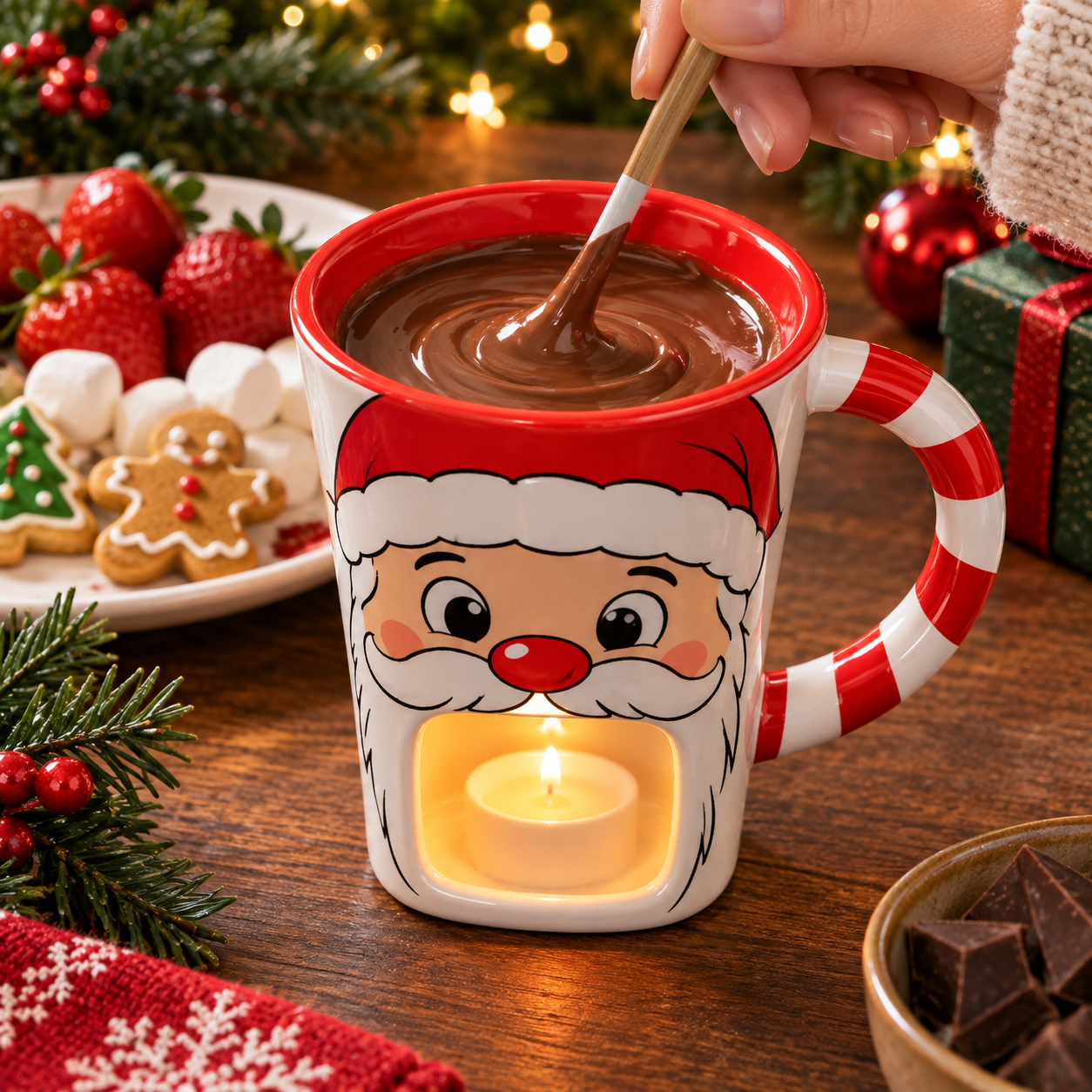Santa Claus Chocolate Fondue Mug Christmas Chocolate Melting Mug CH07 180704