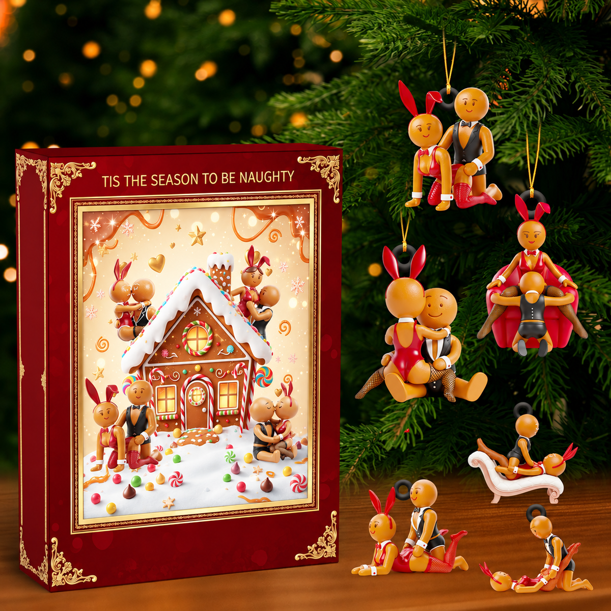 Gingerbread Naughty Adult Couple Christmas 2D Acrylic Advent Calendar Blind Box Personalized Gifts For Couple CH07 180700