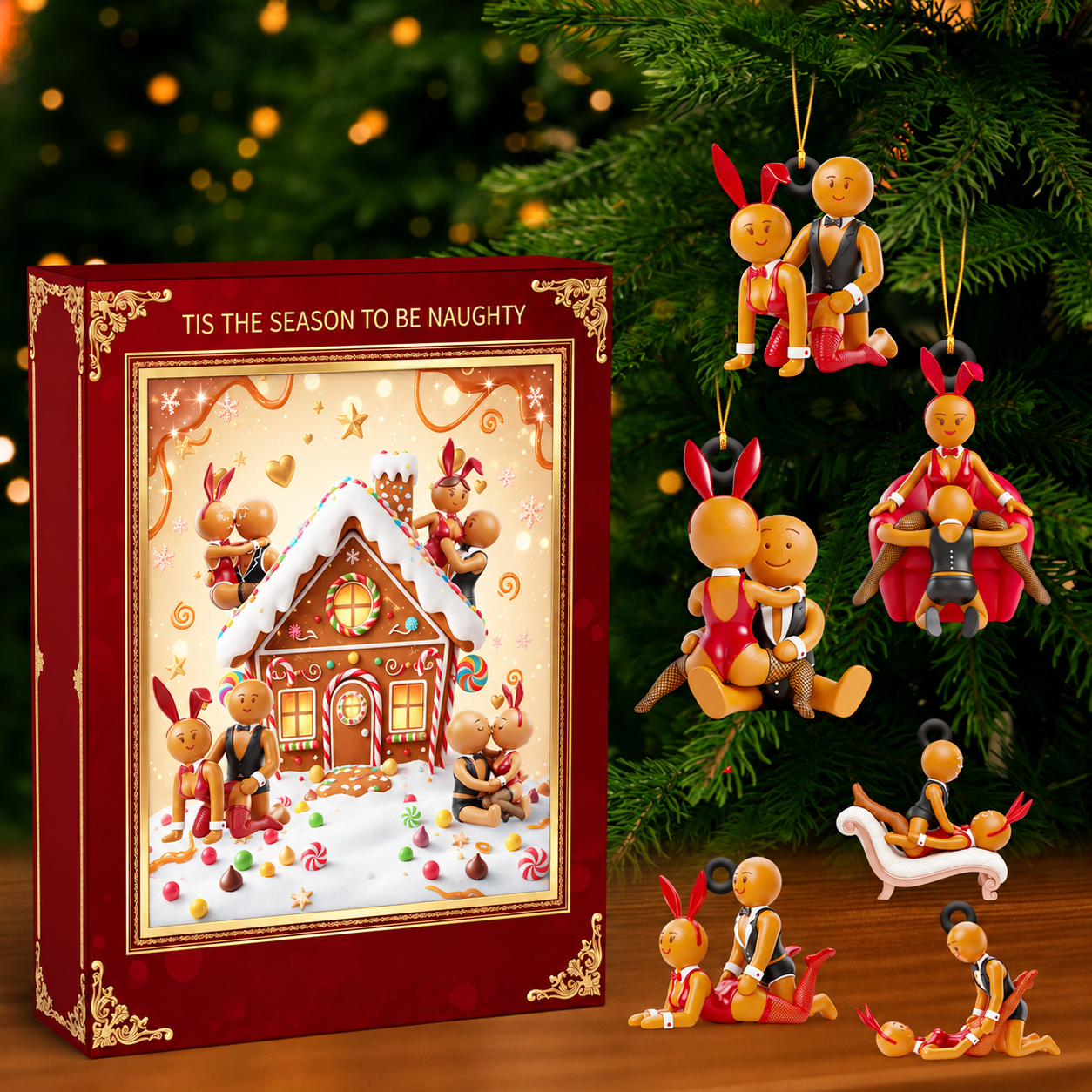 Gingerbread Naughty Adult Couple Christmas 2D Acrylic Advent Calendar Blind Box Personalized Gifts For Couple CH07 180700