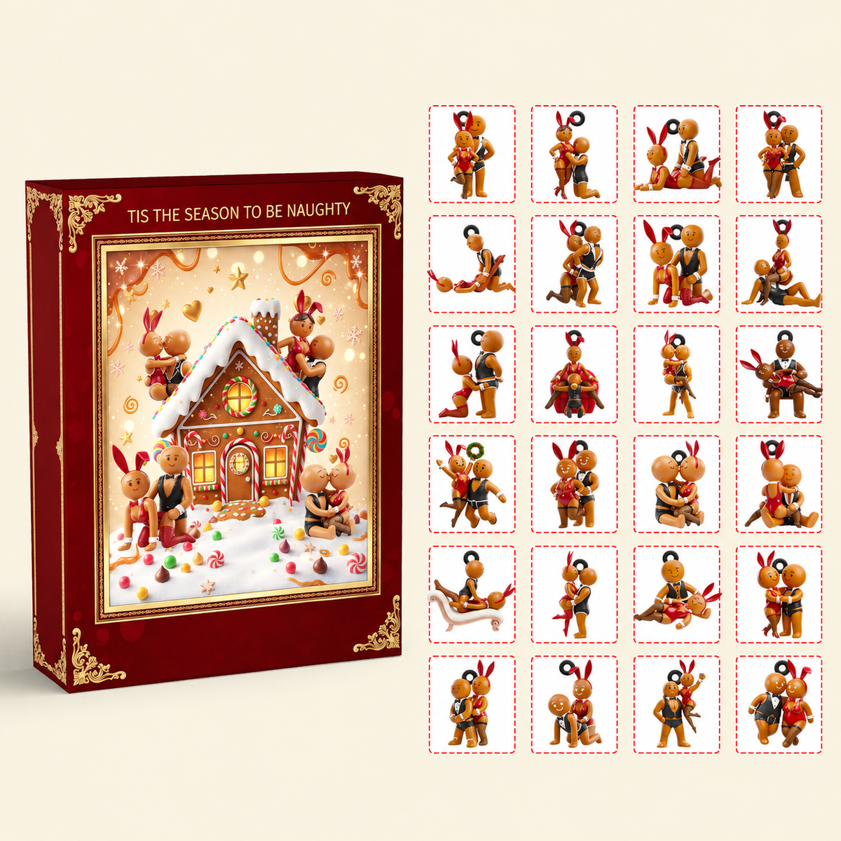 Gingerbread Naughty Adult Couple Christmas 2D Acrylic Advent Calendar Blind Box Personalized Gifts For Couple CH07 180700
