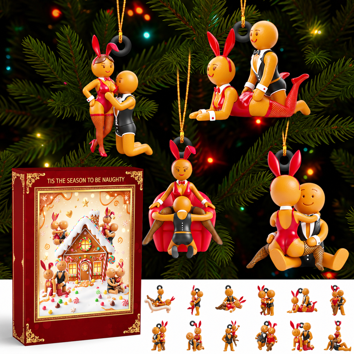 Gingerbread Naughty Adult Couple Christmas 2D Acrylic Advent Calendar Blind Box Personalized Gifts For Couple CH07 180700