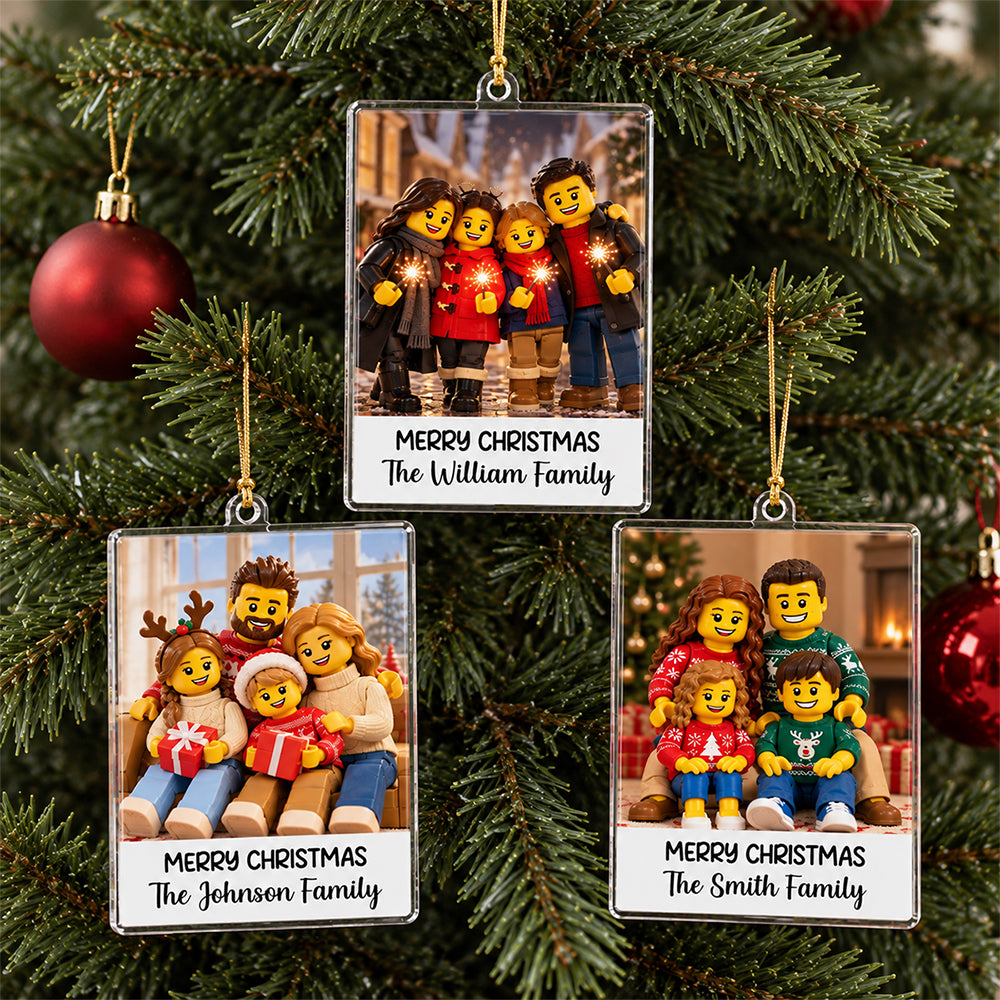 Custom Lego Family Photo Merry Christmas Acrylic Ornament CH07 180710