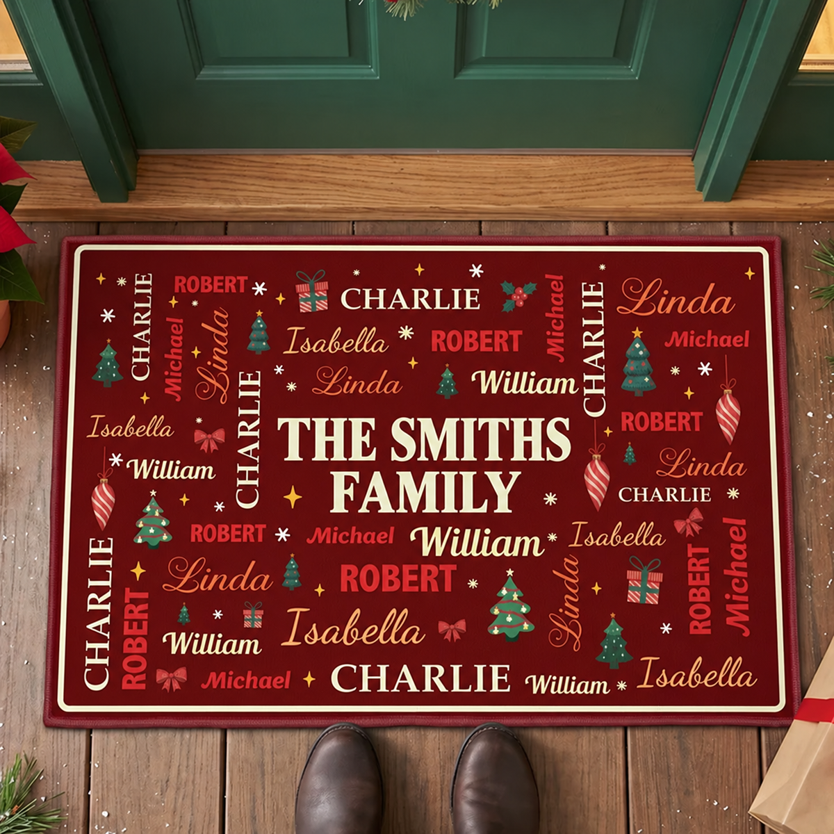 Custom Family Member Name Christmas Welcome Doormat Home Decor CH07 180818