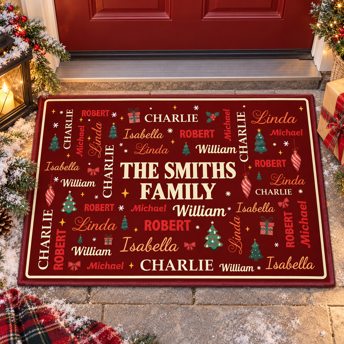 Custom Family Member Name Christmas Welcome Doormat Home Decor CH07 180818
