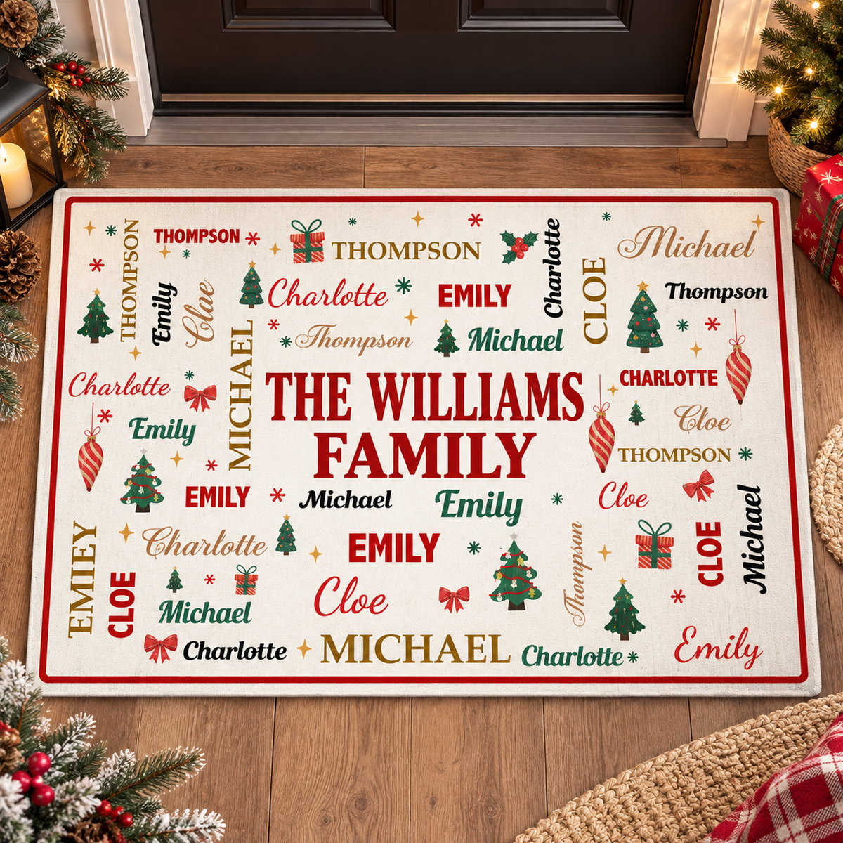 Custom Family Member Name Christmas Welcome Doormat Home Decor CH07 180818
