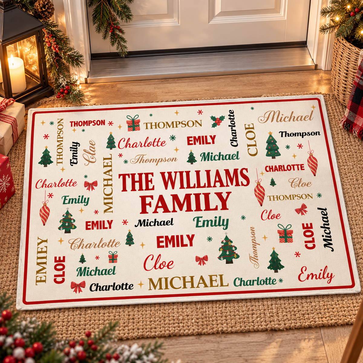 Custom Family Member Name Christmas Welcome Doormat Home Decor CH07 180818
