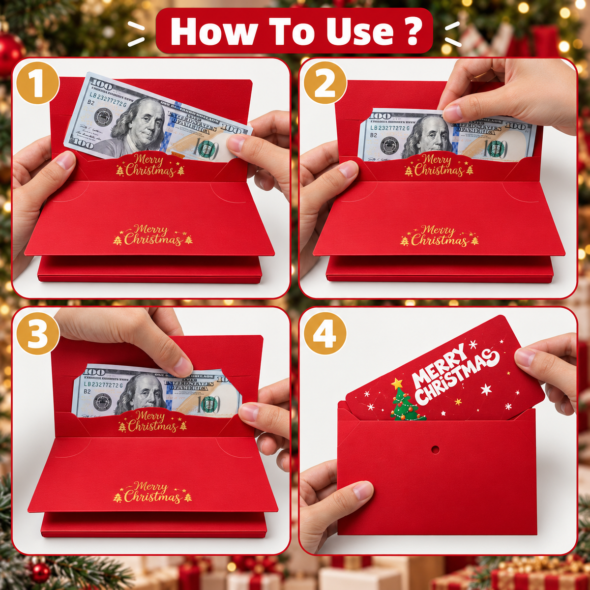 Merry Christmas Festive Cash Gift Envelope Funny Christmas Money Holder For Family CH07 180544