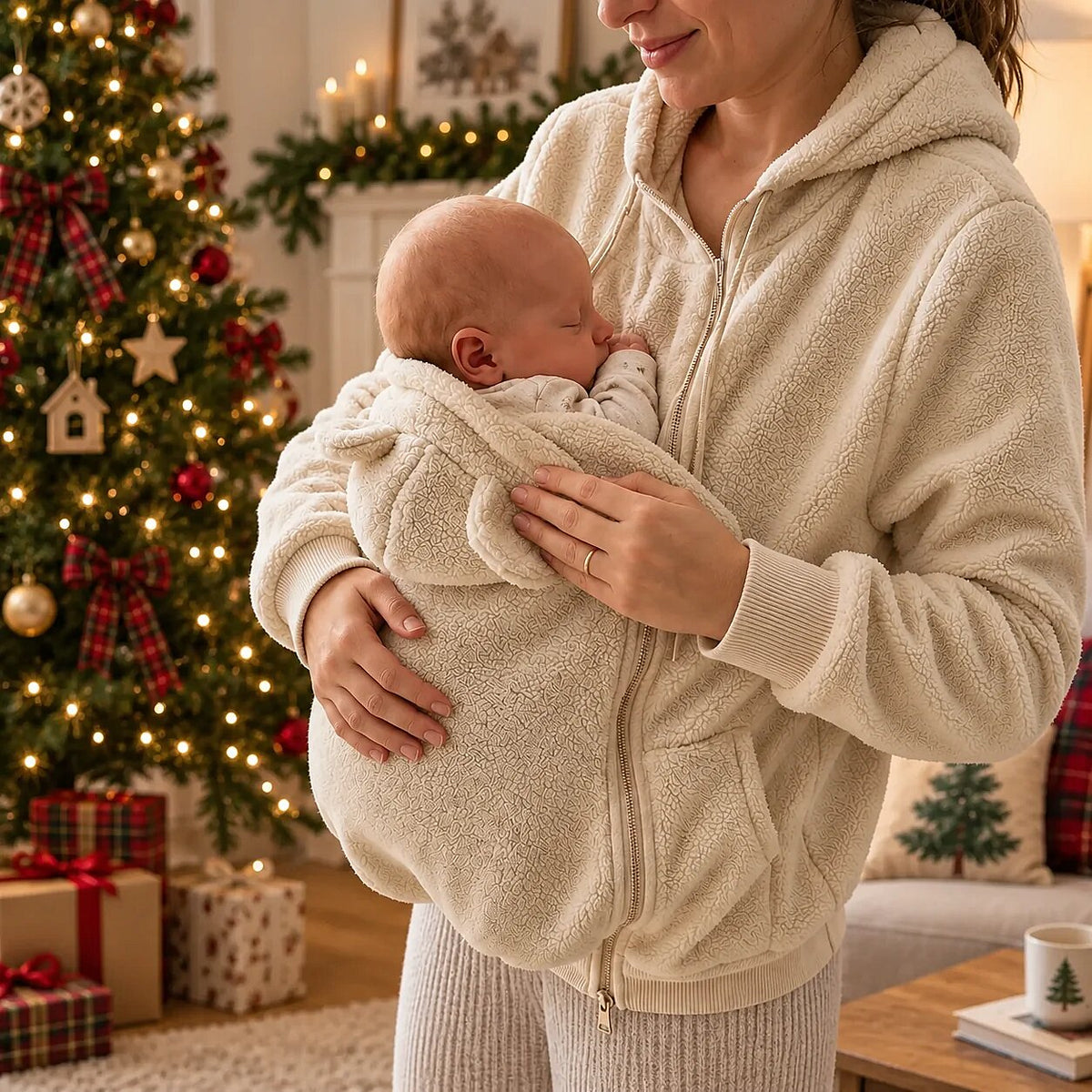 Personalized Baby's First Christmas with Mom Hands-Free Babywearing Hoodie LM32 670077