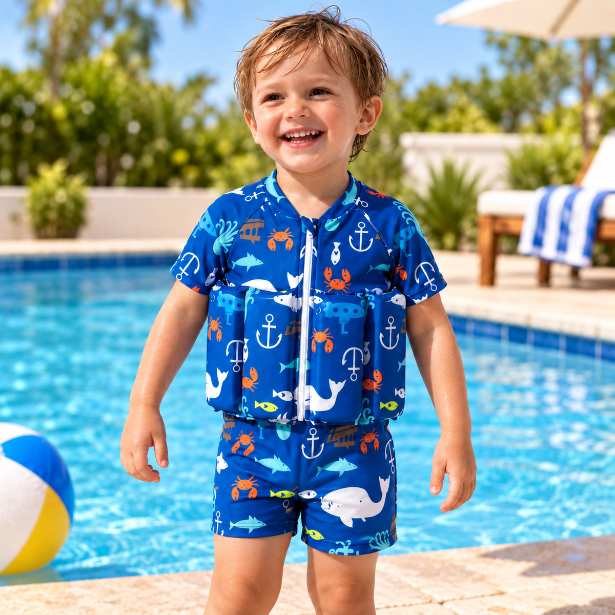 Kids Float Suit – Adjustable Swim Trainer with 8 Removable Floats CH07 180374