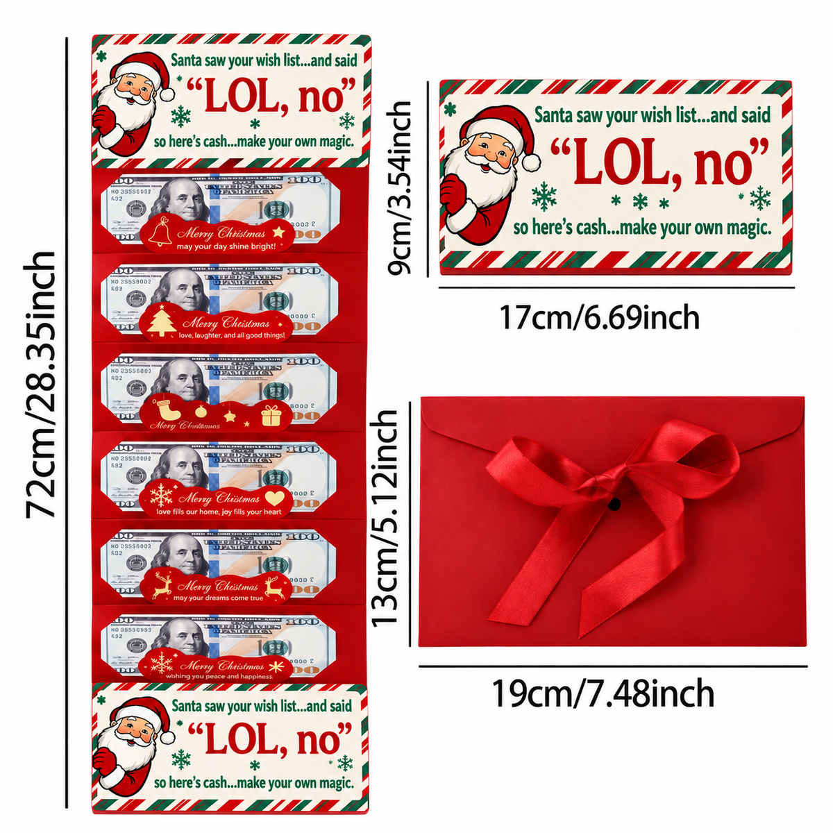 Santa Saw You Wish List And Said LOL, No Funny Cash Gift Envelope CH07 180542
