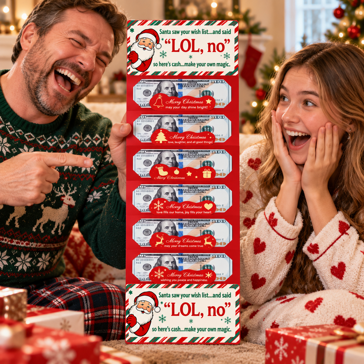 Santa Saw You Wish List And Said LOL, No Funny Cash Gift Envelope CH07 180542