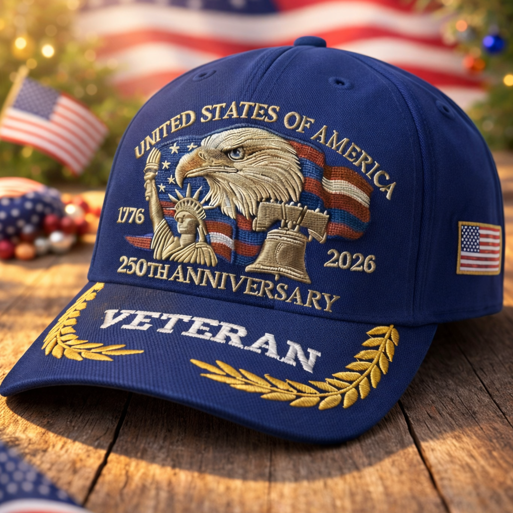 Patriotic Veteran 250th Anniversary USA Cap 1776–2026 Embroidered Cap HO82 902098