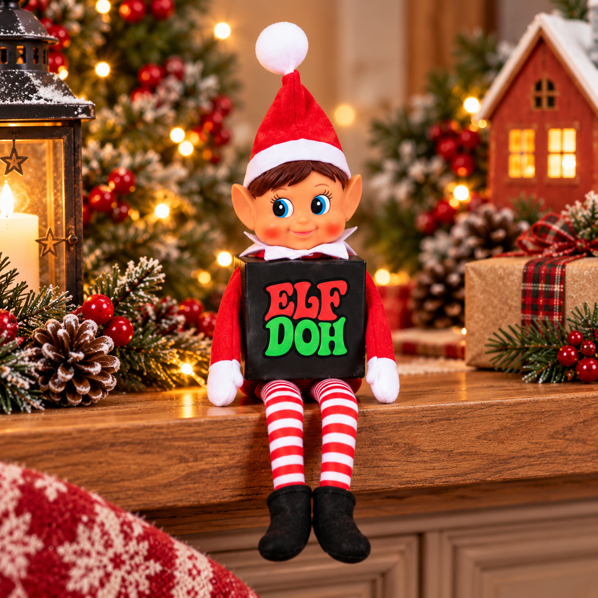 Elf Doh Squishy Box Costume, Funny Elf Outfit Clothes, Christmas Elf Accessory HO82 904052