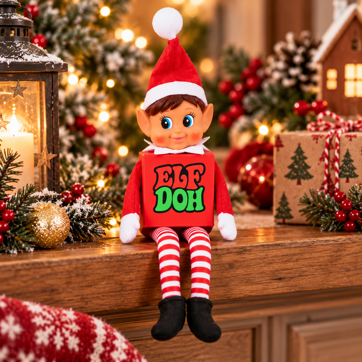 Elf Doh Squishy Box Costume, Funny Elf Outfit Clothes, Christmas Elf Accessory HO82 904052