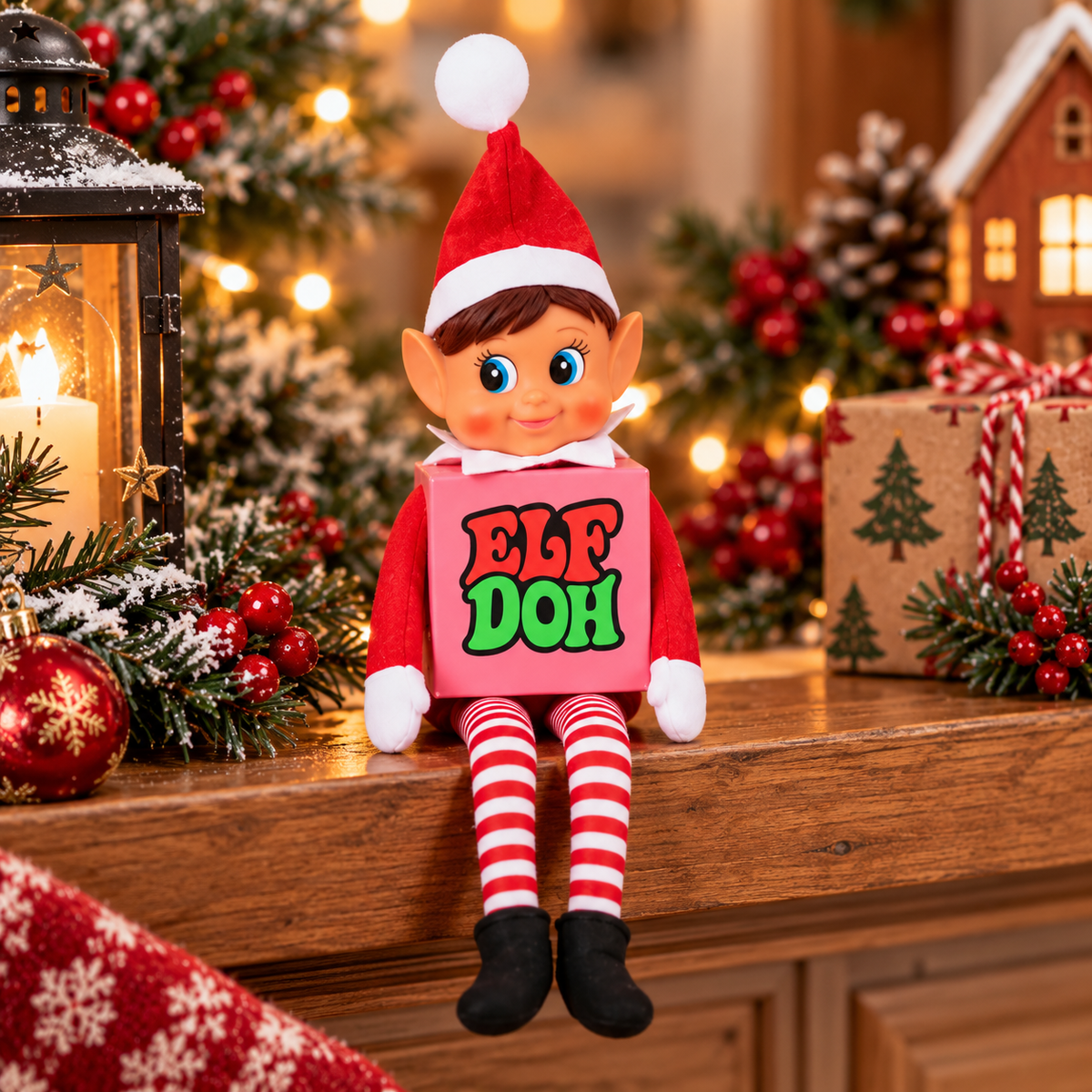 Elf Doh Squishy Box Costume, Funny Elf Outfit Clothes, Christmas Elf Accessory HO82 904052