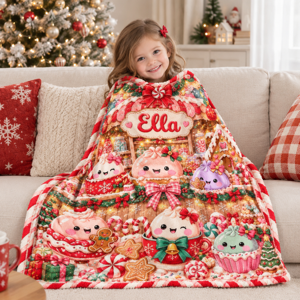 Personalized Christmas Squishy Dumpling Blanket for Kids, Kawaii Squishy Collector Holiday Gift HO82 904232