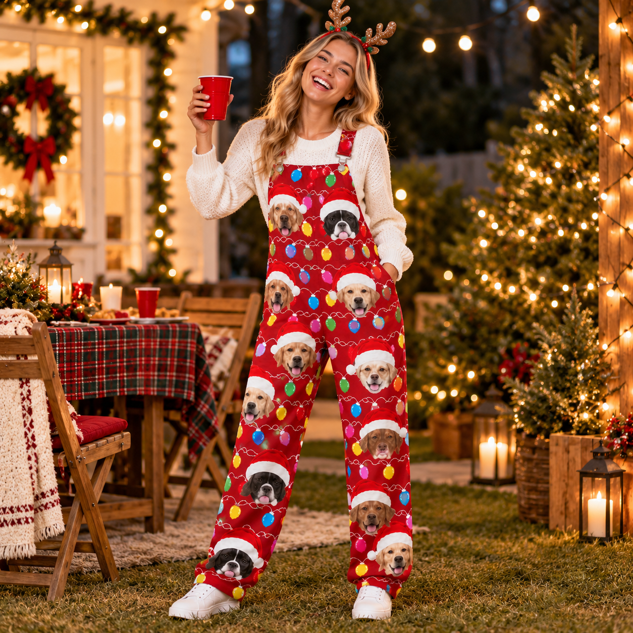 Custom Dog Cat Photo Christmas Overall Jumpsuit - Gift For Dog Cat Lovers HO82 903874