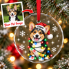 Personalized Dog Photo Christmas Light Glass Ornament CH07 180984
