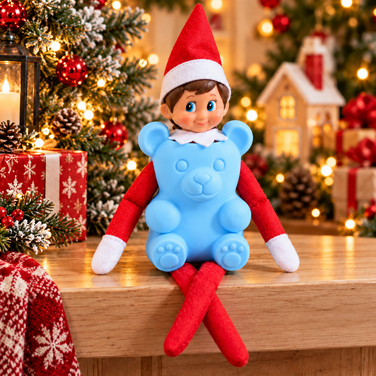 3D Teddy Bear Elf Costume – Funny Christmas Elf Doll Outfit & Holiday Accessories CH07 180808
