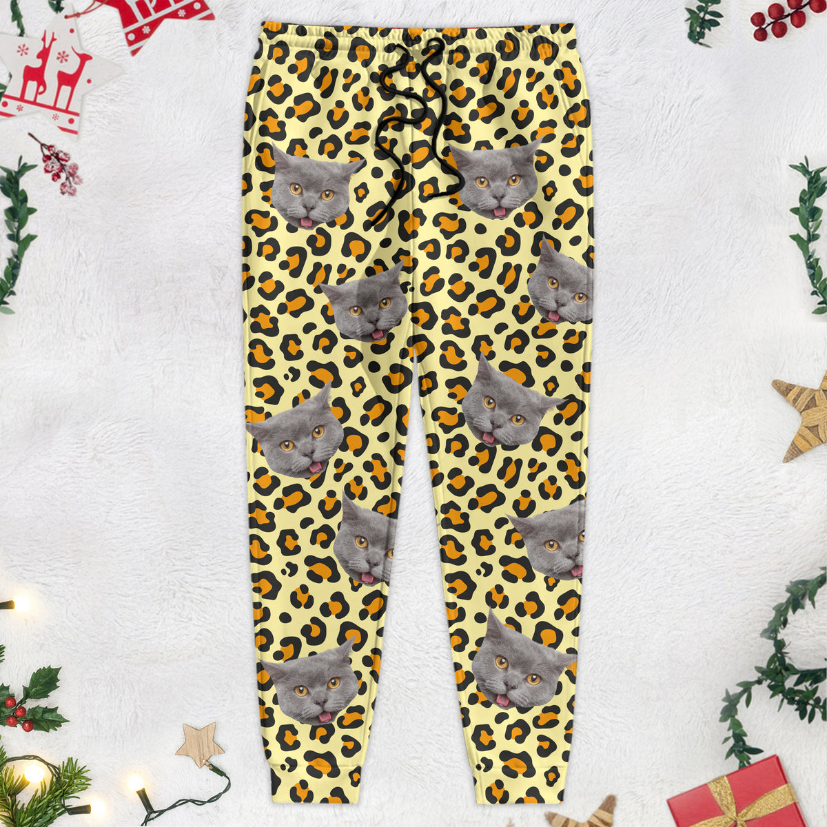 Custom Photo Cat Leopard Pattern For Cat Lover Sweatpants N304 HN590