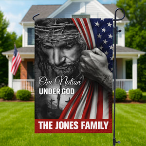 Personalized One Nation Under God Flag - American Christian Jesus Garden Flag HA75 897442