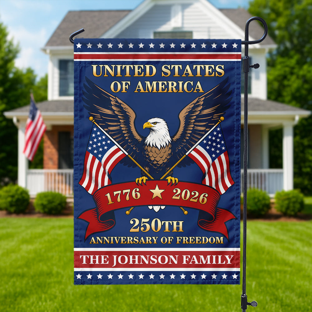 Custom Family Name United States Of America 1776 - 2026 Personalized Garden Flag HA75 921600