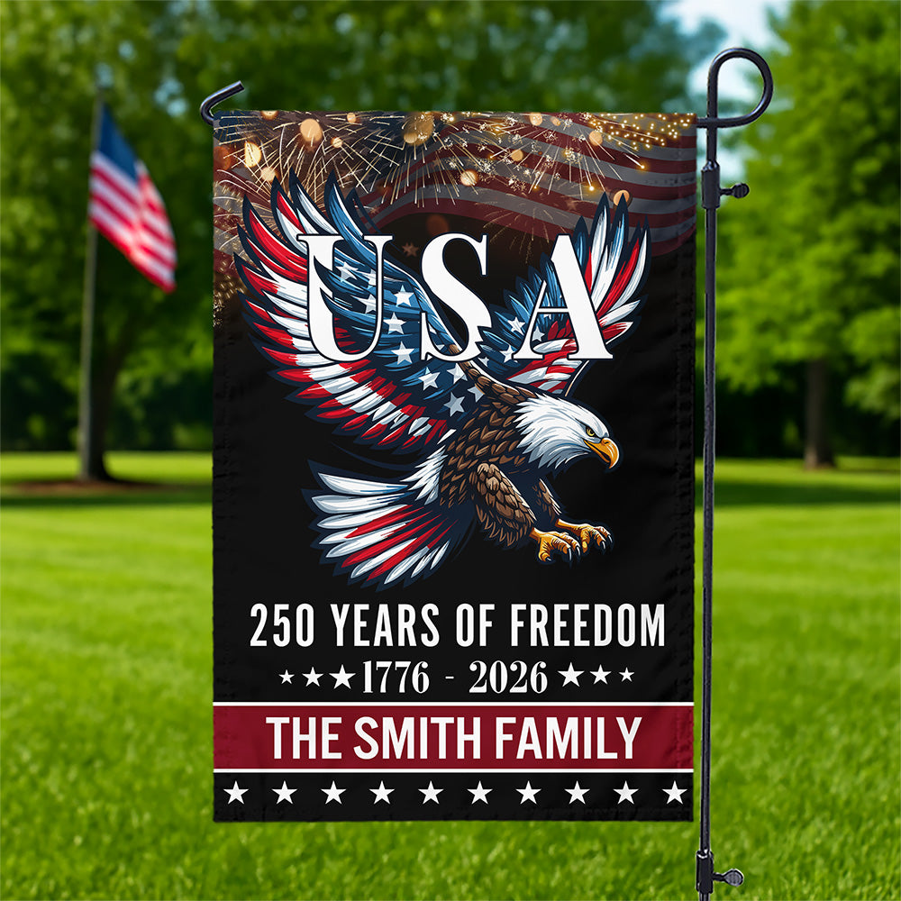 Custom Family Name 250 Years Of Freedom Patriotic Eagle Garden Flag HO82 901166