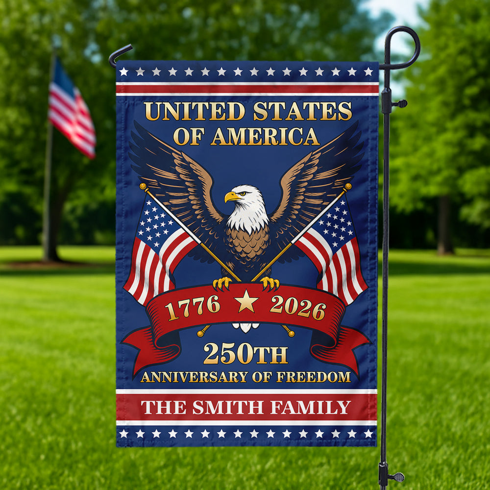 Custom Family Name United States Of America 1776 - 2026 Personalized Garden Flag HA75 921600