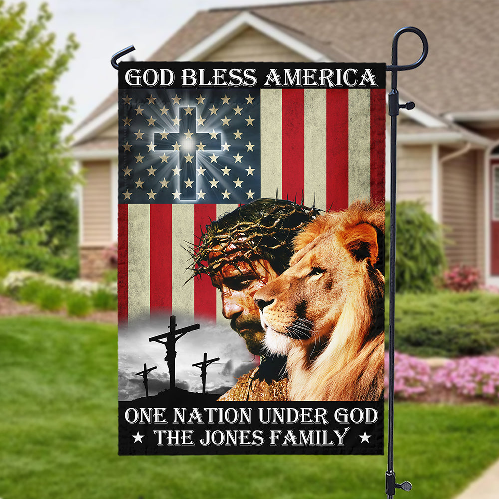 Custom Name God Bless American - One Nation Under God Garden Flag LM32 897223