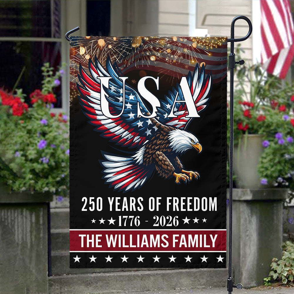 Custom Family Name 250 Years Of Freedom Patriotic Eagle Garden Flag HO82 901166