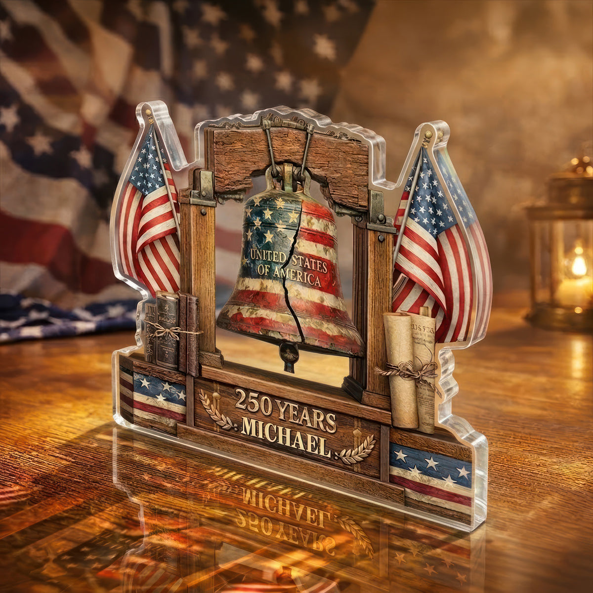Custom Name 250 Years Anniversary Liberty Bell Decor Acrylic Block Plaque HO82 901908