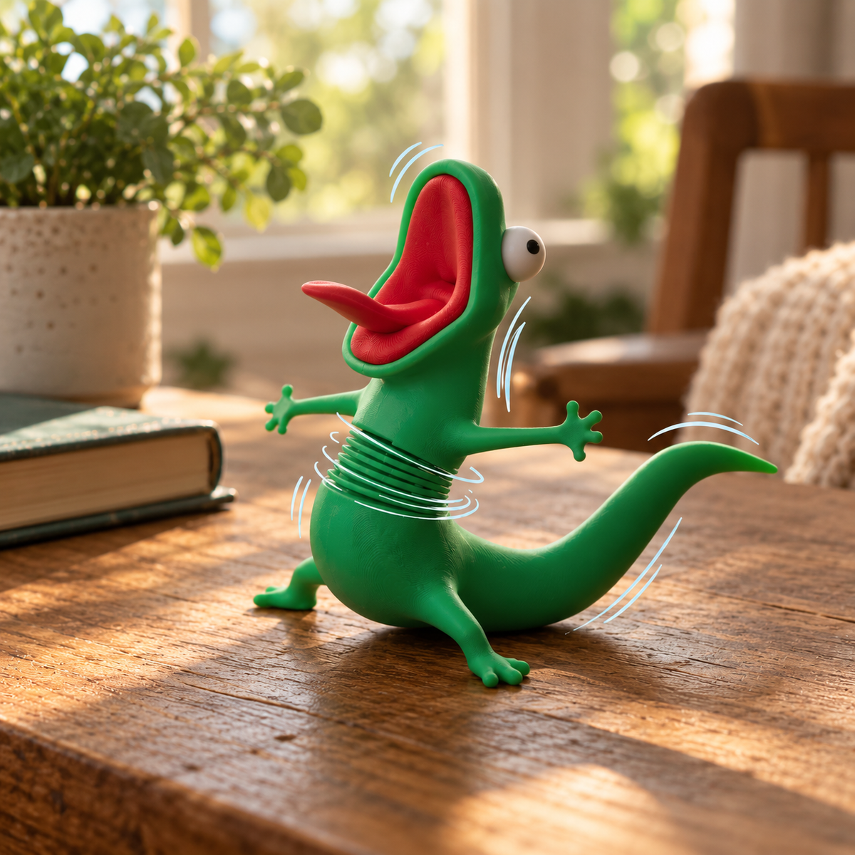 Shaking Lizard Toy Funny Motorcycle Rider Gift Kinetic Spring Animal Desk Decor CH07 180868