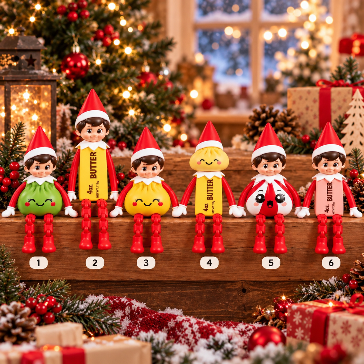 Christmas Elf Costume 3D Printed Figure, Butter & Dumpling Squishy Elf Decor HO82 904046