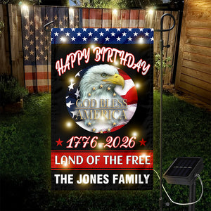 Custom Family Happy Birthday Land Of Free Led Garden Flag Independence Day Decor HA75 898338