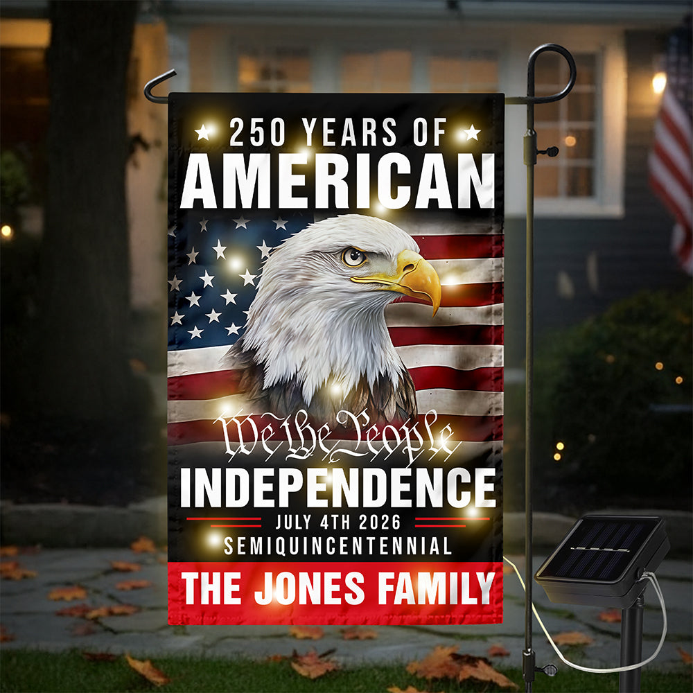 Custom Family Name America 250th Anniversary We The People Eagle LED Garden Flag CH07 899076