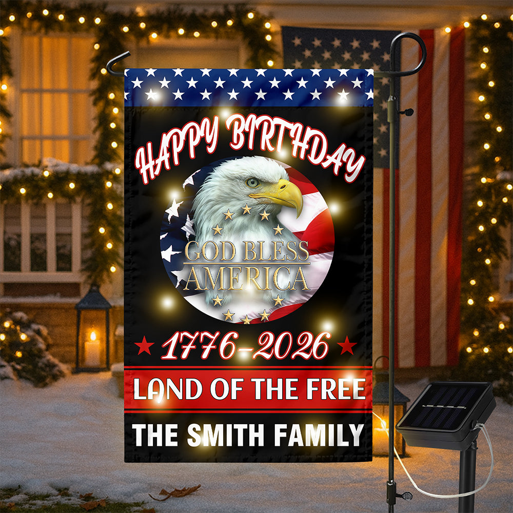 Custom Family Happy Birthday Land Of Free Led Garden Flag Independence Day Decor HA75 898338