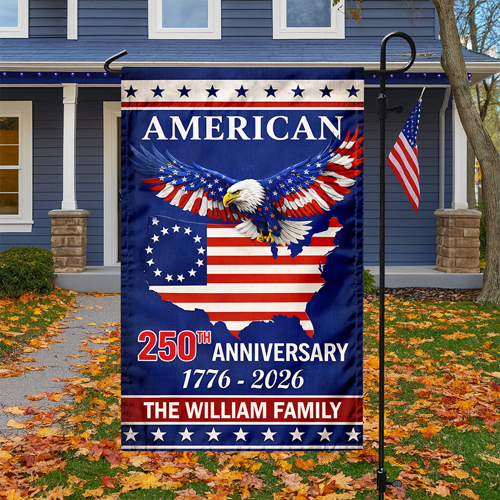Custom Family Name American 250Th Anniversary Eagle Flag Garden Flag TH10 898697