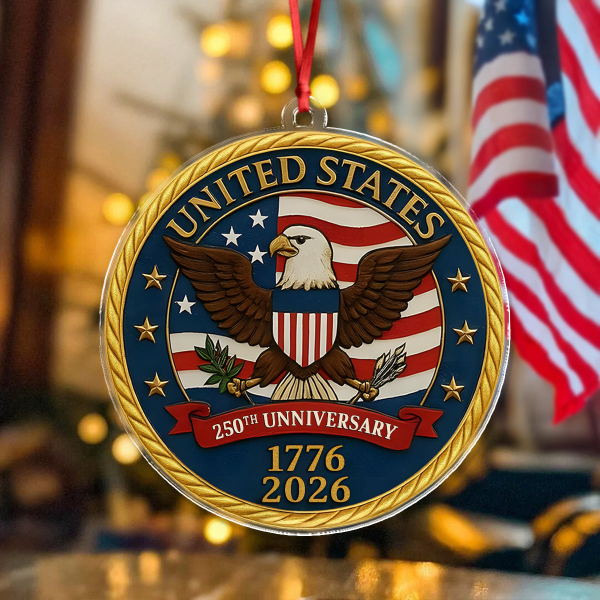USA 250th Anniversary Eagle USA Flag Acrylic Ornaments Patriotic Gifts For Christmas CH07 899208