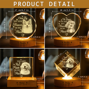 Custom Photo Memorial Once By My Side Forever In My Heart Engraved Crystal Photo With Light CH07 910082