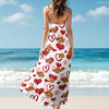 Custom Photo Love Heart Dog Women's V-Neck Cami Maxi Dress HO82 893740