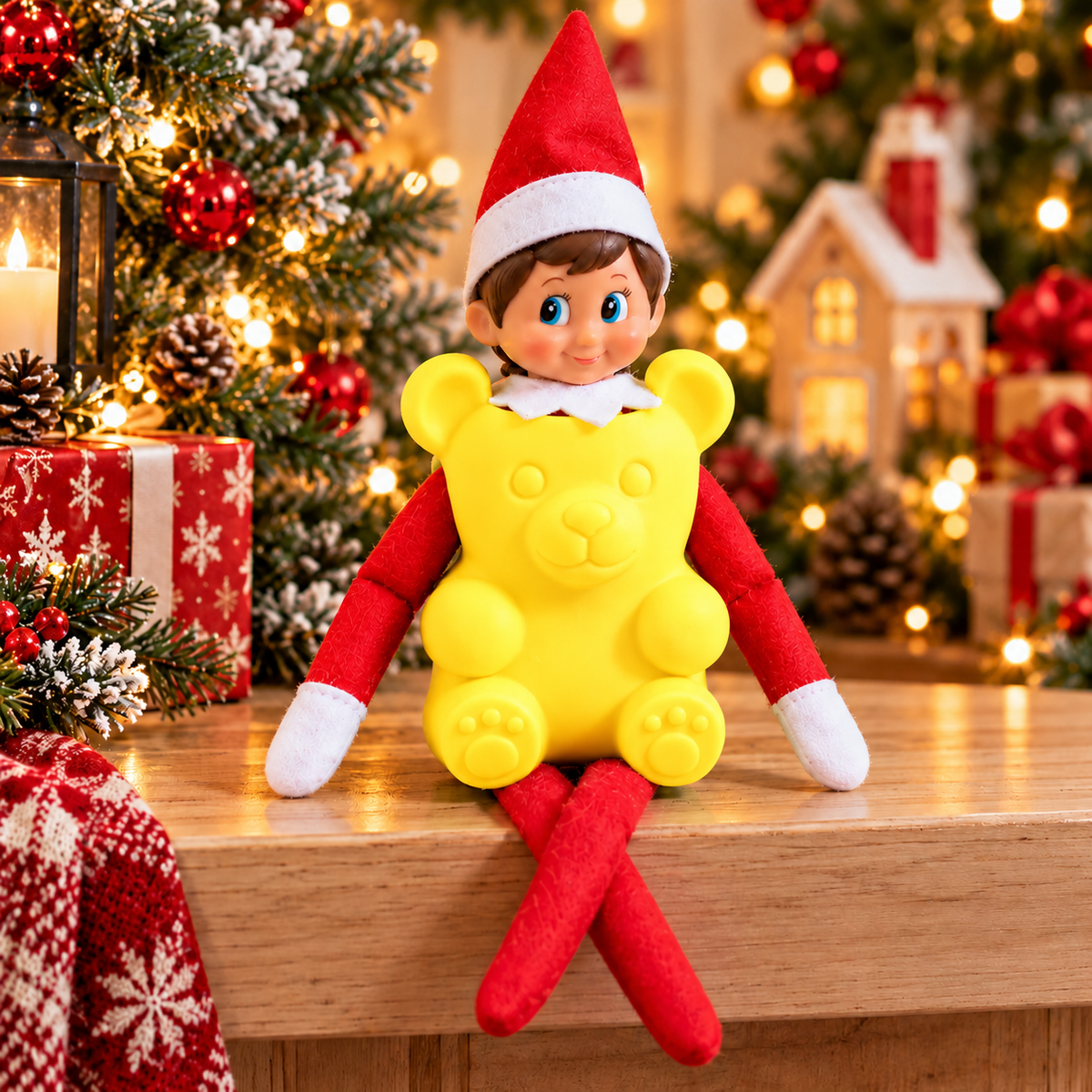 3D Teddy Bear Elf Costume – Funny Christmas Elf Doll Outfit & Holiday Accessories CH07 180808