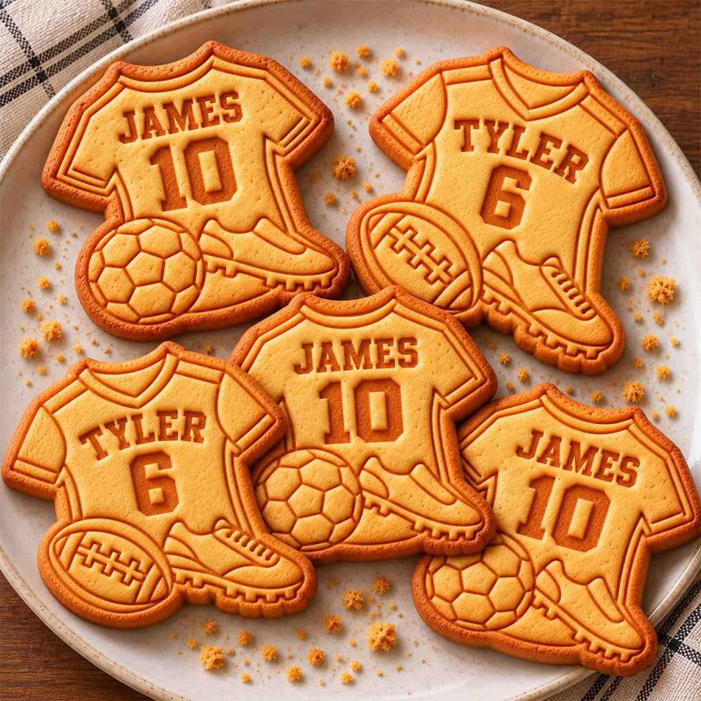 Custom Name Football Shirt Shaped Cookie Stamp, Sports Celebration Baking Accessory HO82 904160