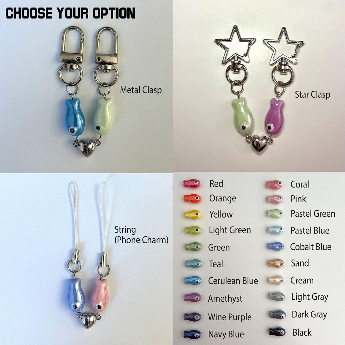 Magnetic Matching Fish Ceramic Keychain Cute Gifts for Couple For Best Friend CH07 910432